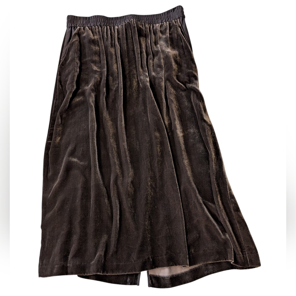 Poetry Women's Gray Velvet Silk Blend Midi Skirt elastic waist NWT Sz 14 - Picture 4 of 13